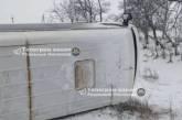 A minibus overturned near Mykolaiv.